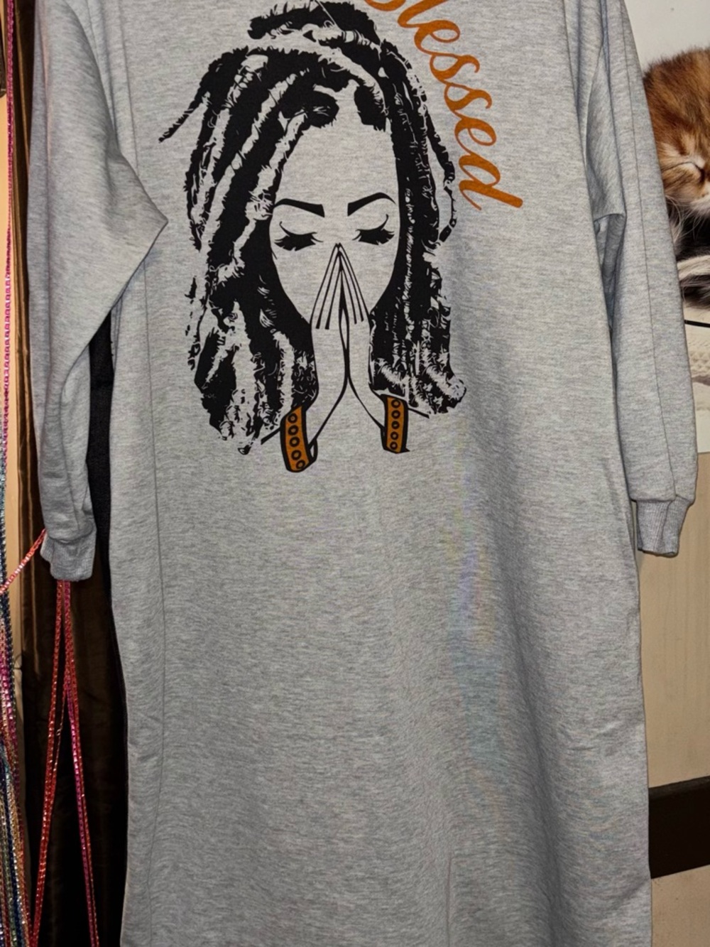 Blessed Grey Graphic Sweatshirt Dress